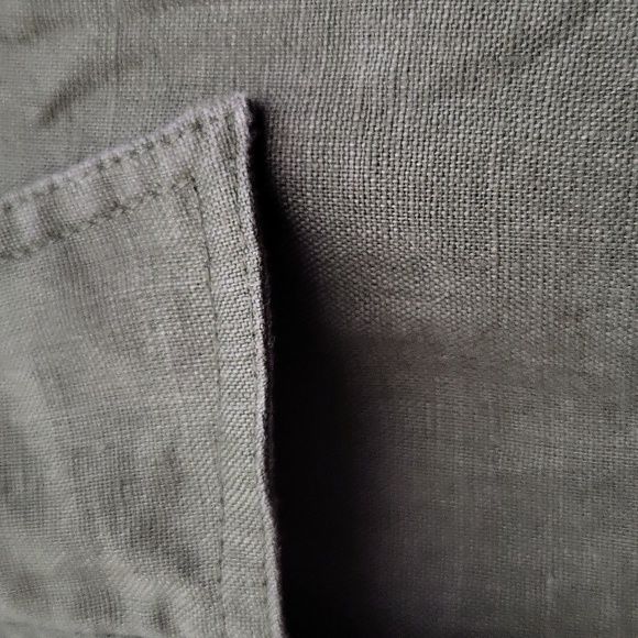 Hannah Canvas Large Olive Short Sleeve Button-up Blouse 100% Linen - Picture 7 of 9